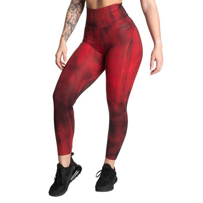 High Waist Leggings, Chili Red Grunge - FITMATTERS