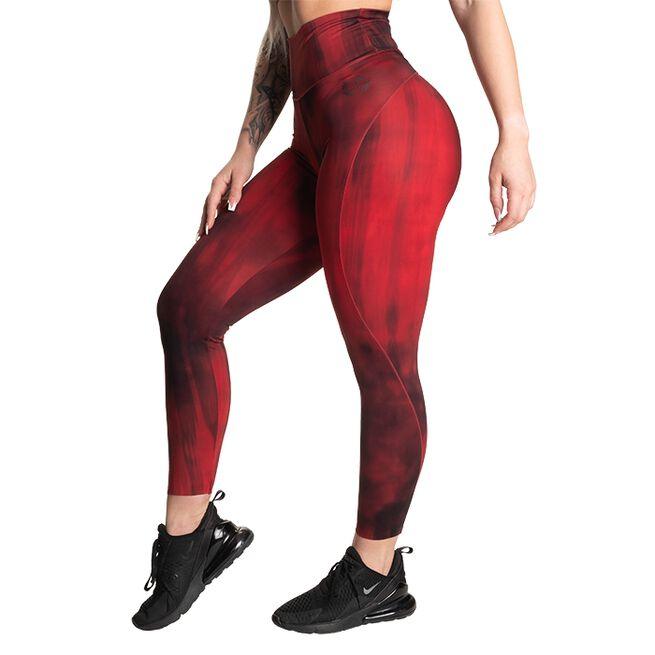 High Waist Leggings, Chili Red Grunge - FITMATTERS