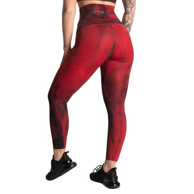 High Waist Leggings, Chili Red Grunge - FITMATTERS