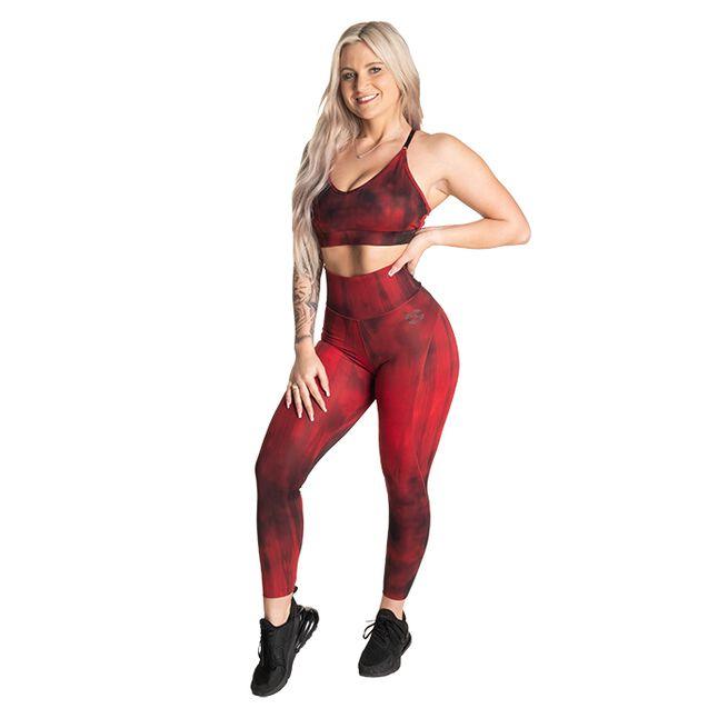 High Waist Leggings, Chili Red Grunge - FITMATTERS