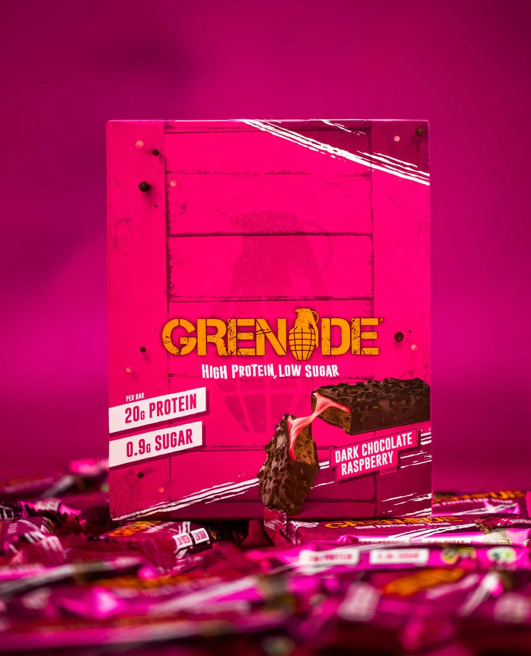 Grenade Dark Chocolate Raspberry Protein Bar 12X60g