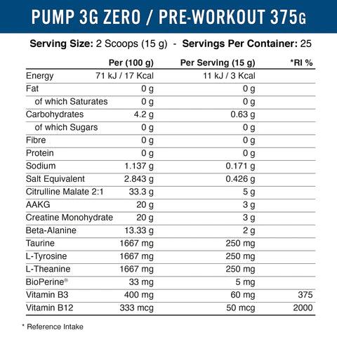 APPLIED NUTRITION PUMP 3G PRE-WORKOUT 375G (CAFFEINE FREE) - FITMATTERS