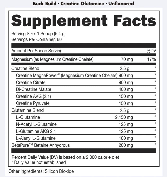 Bucked Up Buckbuild (Creatine / Glutamine) 324g Unflavored