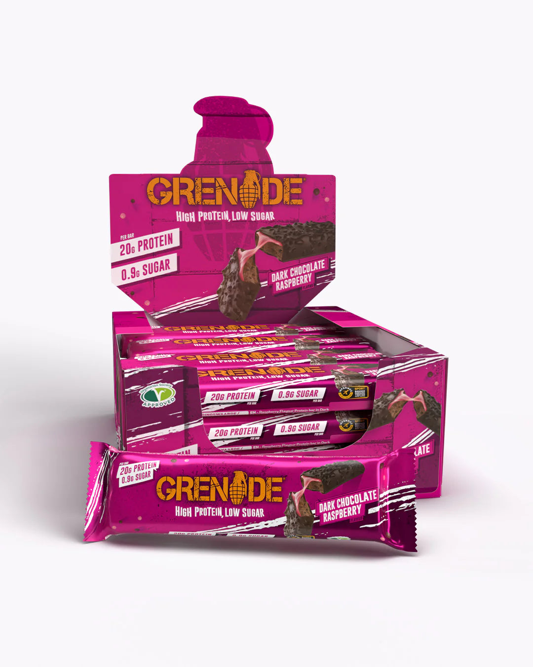 Grenade Dark Chocolate Raspberry Protein Bar 12X60g