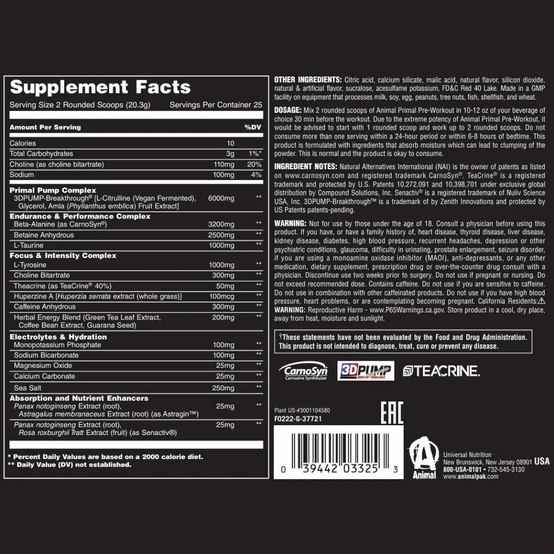 Animal, Primal Preworkout Powder